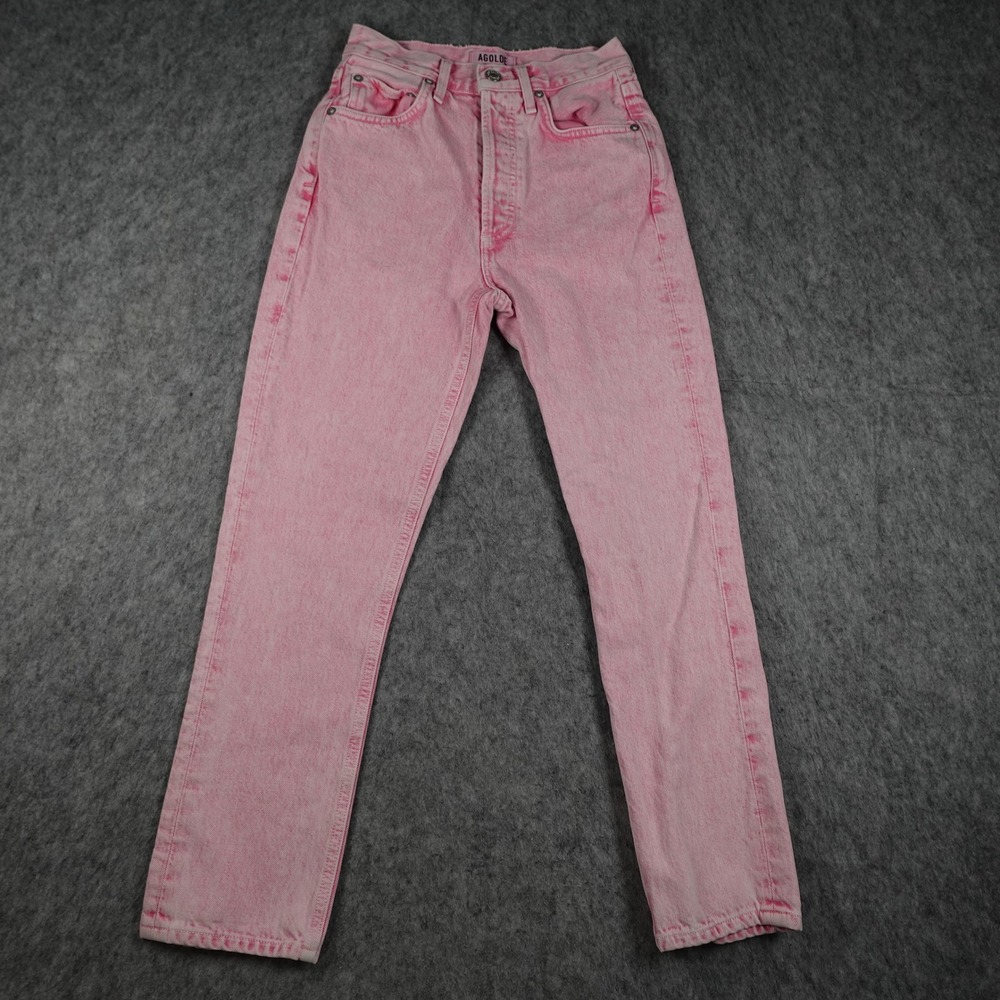 AGOLDE Jeans Women 23 Pink Riley High Rise Straight Leg Crop Denim Potion